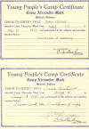 Irene Kintner's Camp Mack Certificates