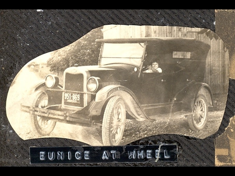Eunice, age 8, at the wheel