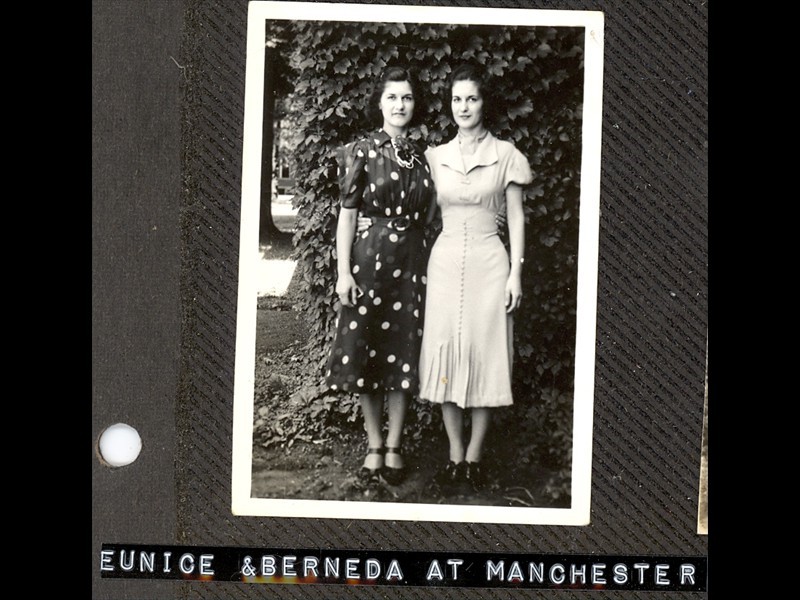 Eunice and sister Berneda, attending Manchester College